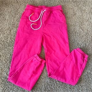 Monrow 90's Classic Joggers 100% organic cotton sweatpants hot pink size Small